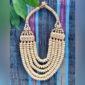 Vintage African Carved Bone Necklace